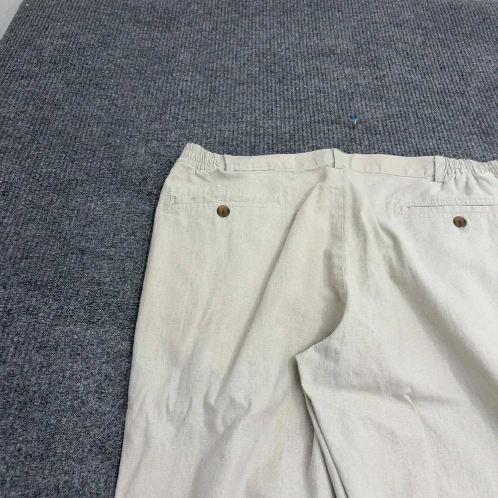 Pine Grove Pants Mens 40 Beige Linen Cotton Pleated Elastic Waist Casual Classic